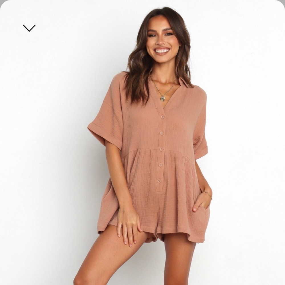 Petal and Pup Brown Romper, Size 4